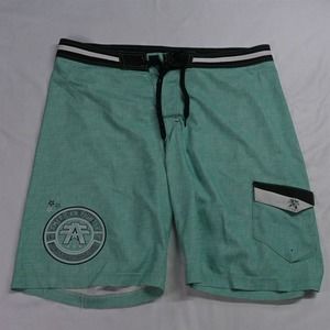 American Fighter 38 x 11" Green / White /‎ Black Unlined Board Shorts